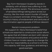Bay Farm Montessori Academy Stands in Solidarity
