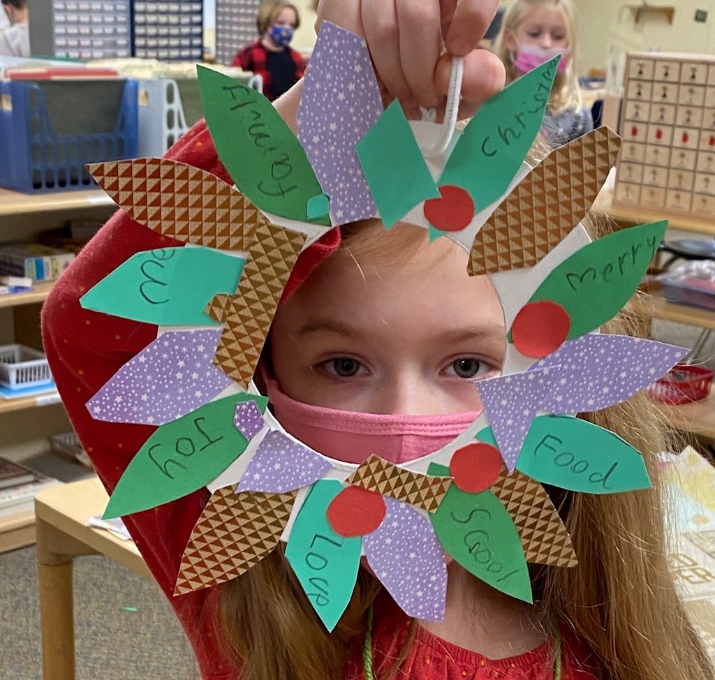 Elementary I students created themed wreaths today in Artland with Julie! #Artland #BayFarmElementary #Montessori